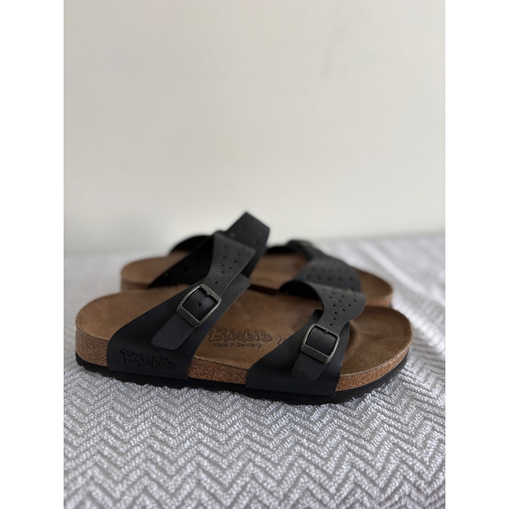 Birki's by Birkenstock Salina Black Perforated 3-Strap Sandals Size 38 L7 M5